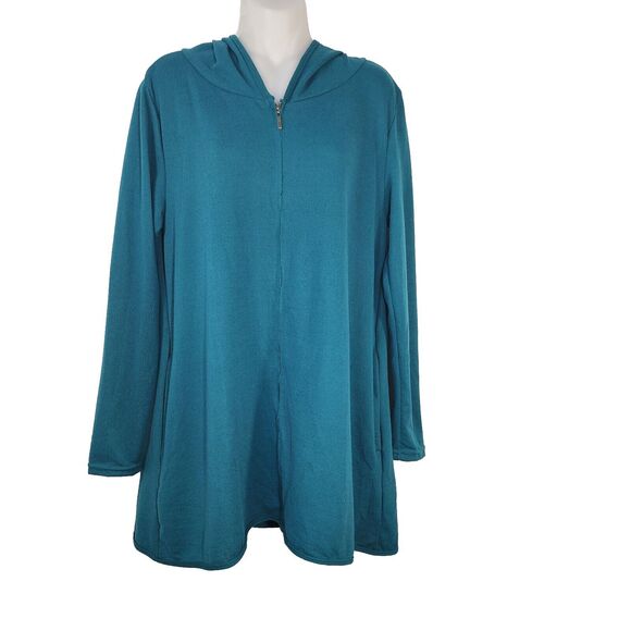Mountain Mamas Womens Hoodie Shacket Shirt Jacket Medium Green Zip Up Pockets - Picture 1 of 10